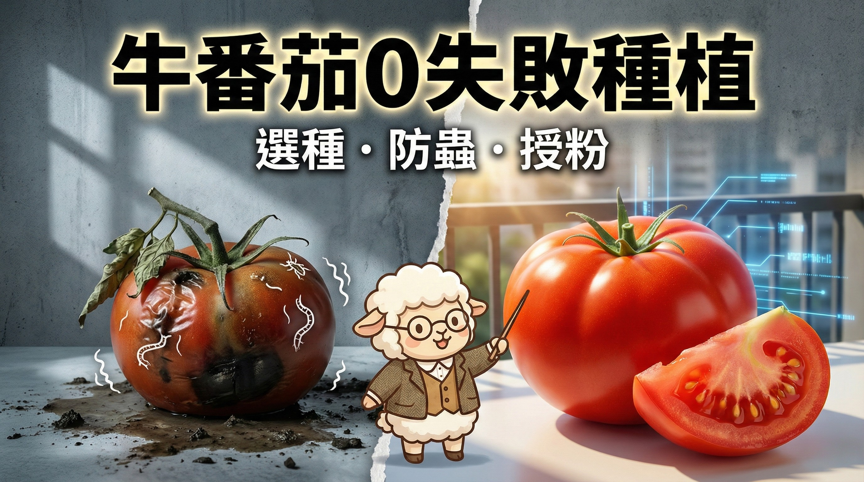 牛番茄種植教學:溫湯浸種+深植法+電動牙刷授粉,陽台 90 天採收