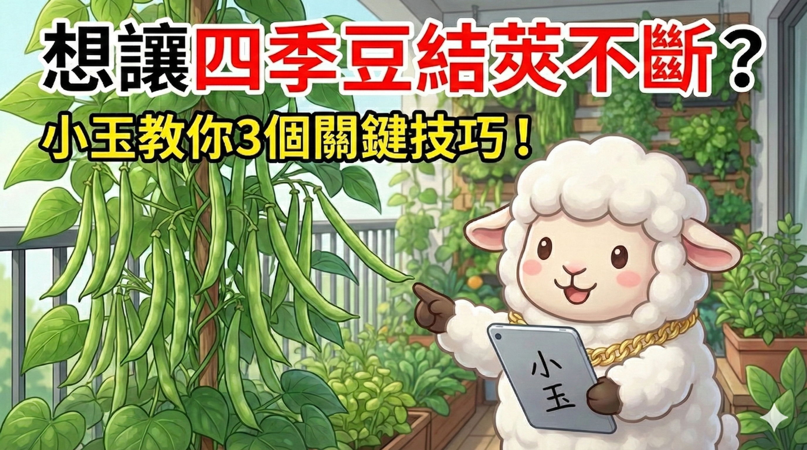四季豆種植教學:乾播濕潤法+低氮高磷鉀,陽台 50 天開始採收